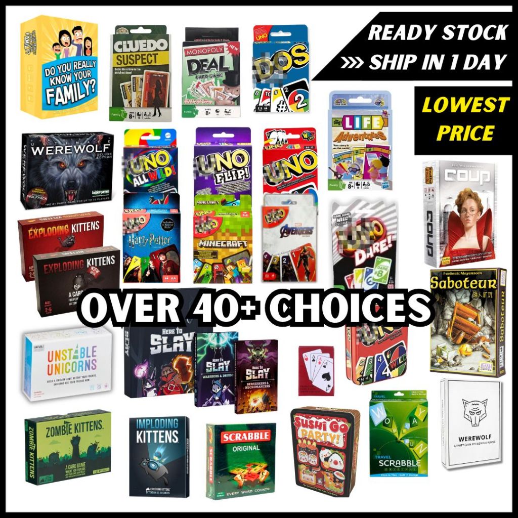 Bestseller Card Games Board Games Uno Monopoly Werewolf Exploding Kitten Cluedo Unstable Saboteur Family Kids Indoor