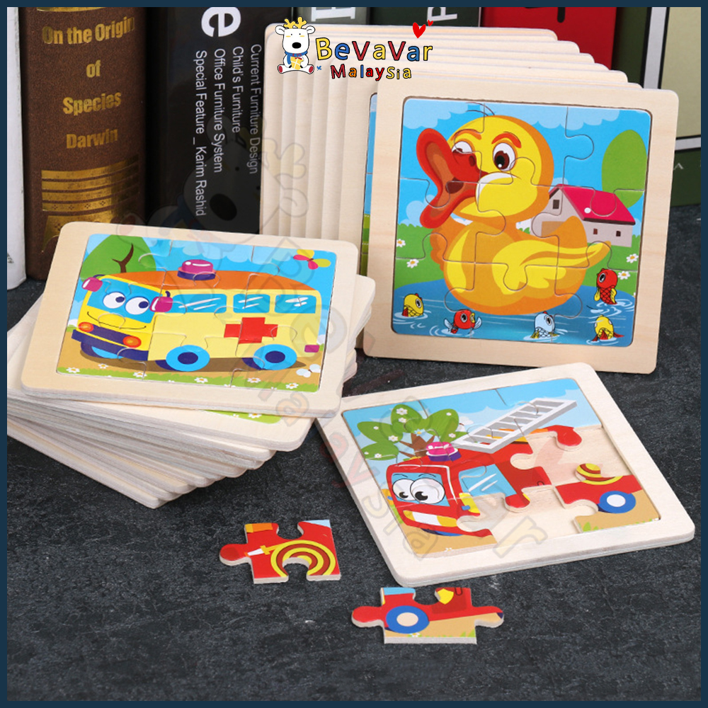 Bevavar Wooden jigsaw puzzle toy children animal puzzle kids early education toy