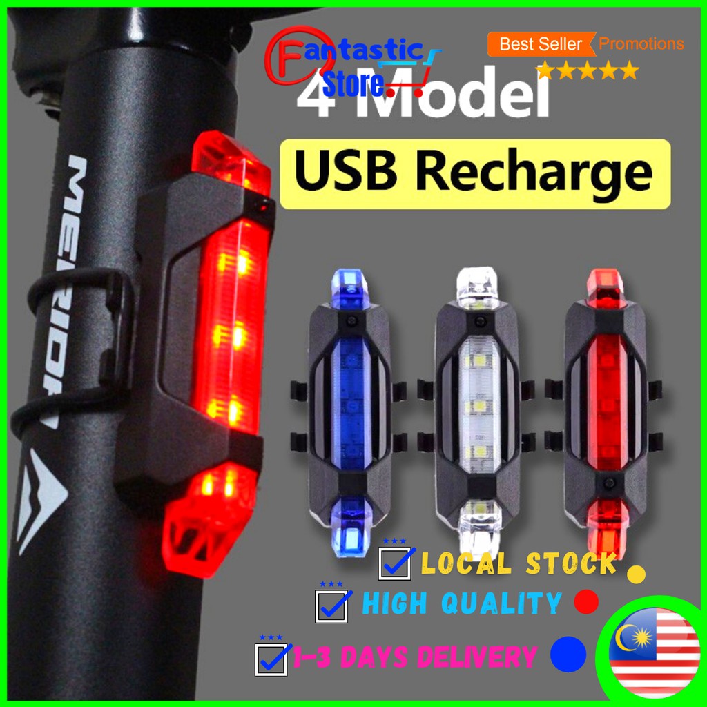 Bicycle Tail Light Lamp Lampu Belakang Basikal Led light Warning USB Charging Mountain Bike Blinker