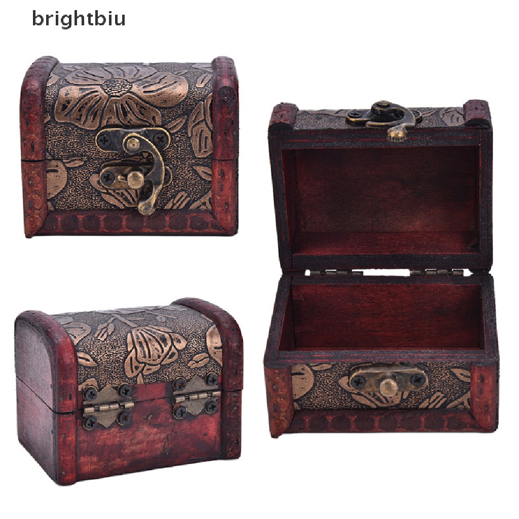 [BiuBiu] Hot Wooden Vintage Treasure Chest Wood Jewellery Storage Box Case Organiser Ring Boutique