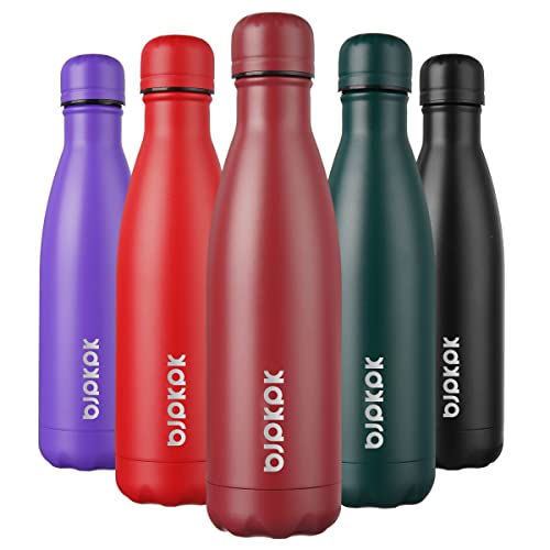 BJPKPK Insulated Water Bottles -17oz/500ml -Stainless Steel Water bottles,Sports water bottles Keep cold for 24 Hours and hot for 12 Hours,water bottles for School-Brick red