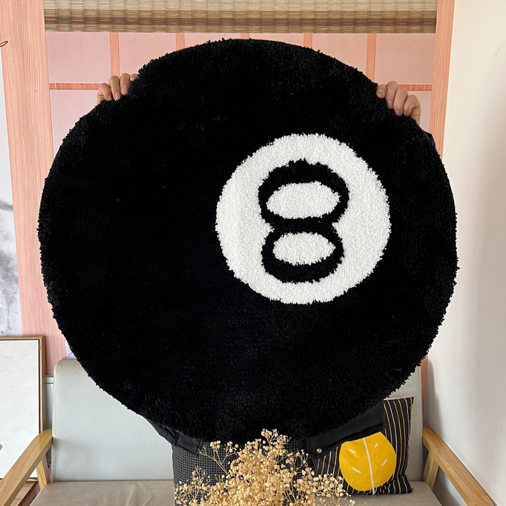 Black 8 BALL rugs Billiards Bedroom Aesthetic Minimalist Tufted Custom Rug Home Decor Gift Handmade Gifts For Boyfriend