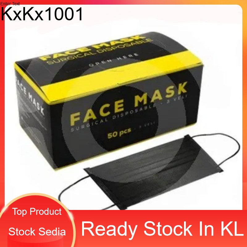 Black Mask Adult Mask Hitam Face Mask 3ply 50pcs Mask Hitam(With Box)