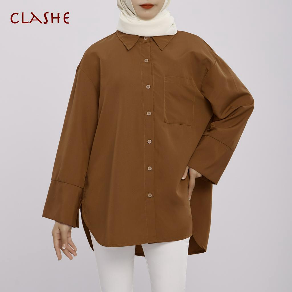 Blouse Women Splice Cuffs Solid Color Long Sleeved Front Pocket Fashion Versatile Button Baju Blouse Wanita