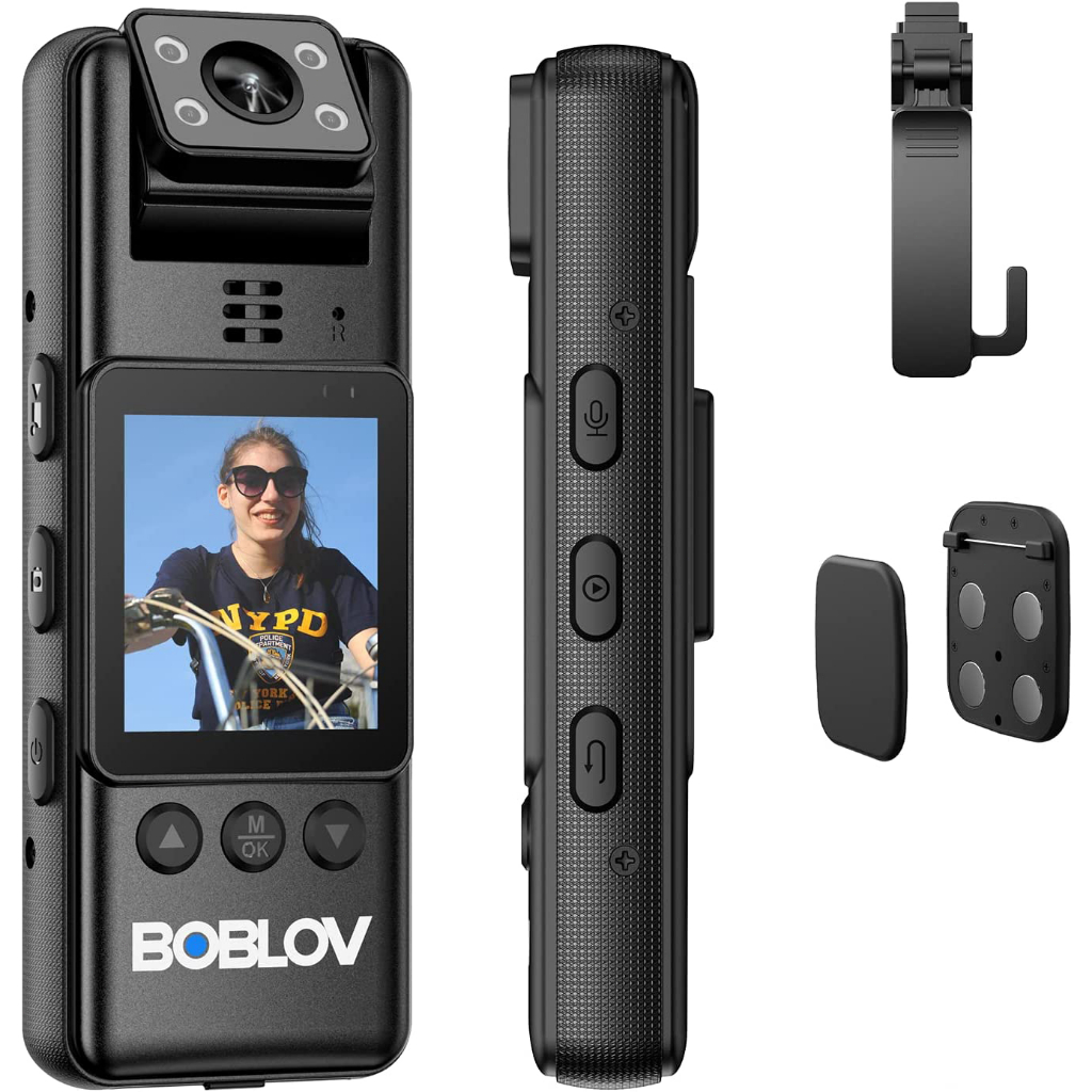 BOBLOV A23 Body Worn Camera, 180° Rotate Video Camera with Night Vision,1080P Body Mounted Camera with Audio and Video Recording, HD Camcorder for Daily Recording Vlogging Delivery