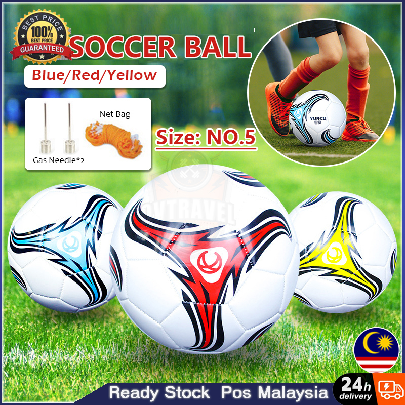 bola sepak size 4 & size 5 Football Futsal Anti-Slip Leather Soccer Ball Teenager Training World Cup High Quality Soccer