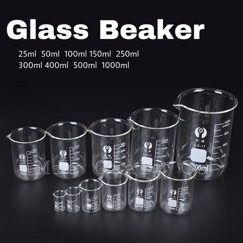 Borosilicate Glass Beaker Chemical Experiment Laboratory Equipment 25ml 50ml 100ml 250ml 300ml 400m 500ml 1000ml
