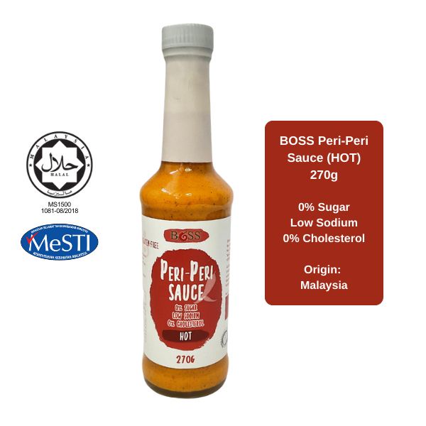 [Keto] BOSSBROTHERS Hot Peri-Peri Sauce Cili Peri-Peri Pedas 270g [Halal]- Flavor (HOT)