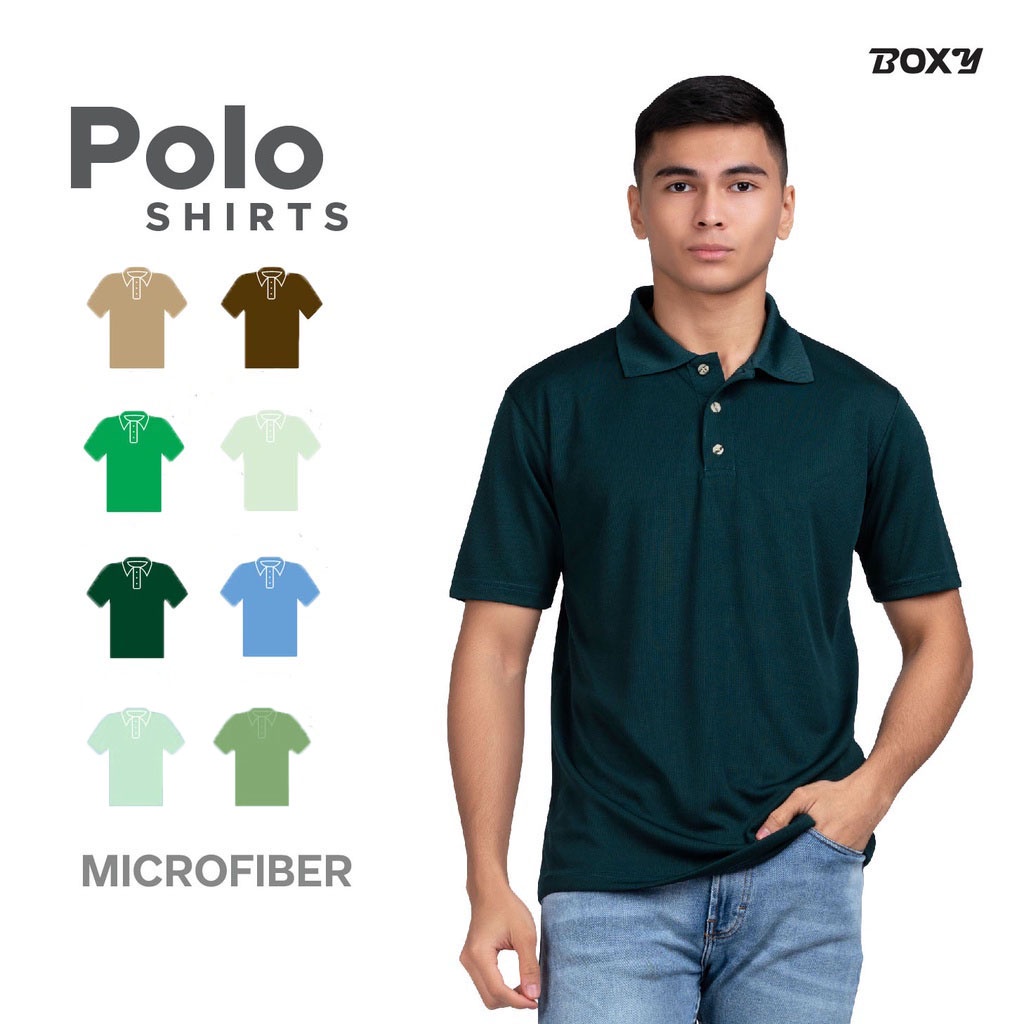 Boxy Unisex Microfiber Plain Polo T-Shirt - Khaki/Brown/Irish Green/Cool Mint/Forest Green/Steel Blue/Cameo Green/Army