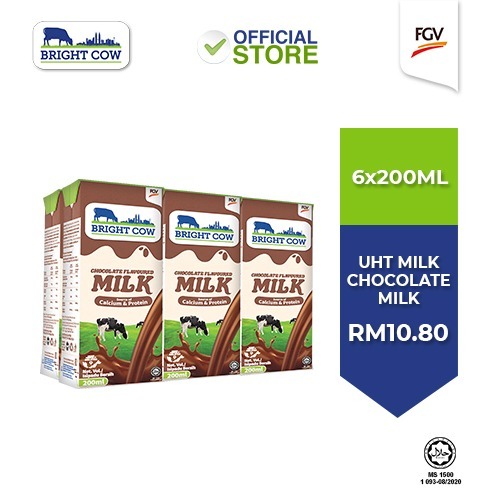 Bright Cow Chocolate Flavored UHT Milk 200ml x 6