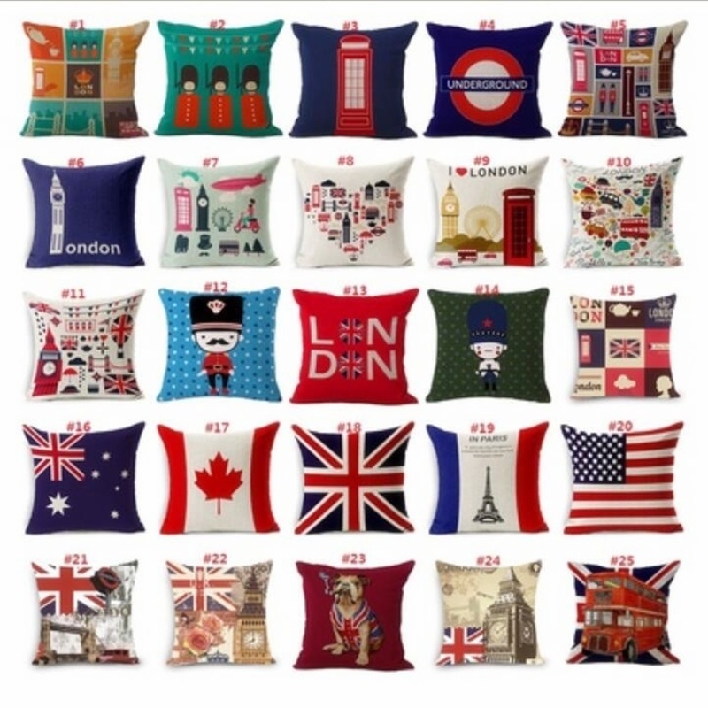 British Vintage Style Flag Cushion Cover London Royal Guard Big Ben Union Jack Throw Pillow Cases Cotton Line Pillowcase Home Decor