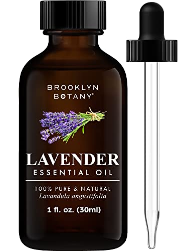 Brooklyn Botany Lavender Essential Oil – 100% Pure and Natural – Therapeutic Grade Essential Oil with Dropper - Lavender Oil for Aromatherapy and Diffuser - 1 Fl. OZ