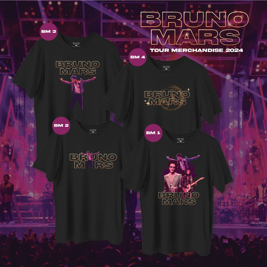 Bruno Mars Tour Merchandise Collection T-shirt Adult Cotton Black Custom Tee Concert Tour