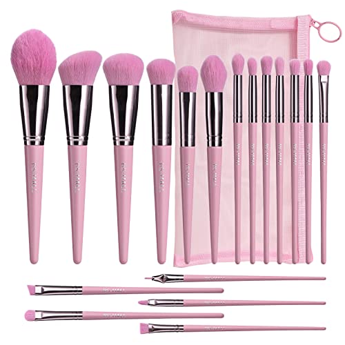 BS-MALL Makeup Brush Set 18 Pcs Premium Synthetic Foundation Powder Concealers Eye shadows Blush Makeup Brushes with black case (B-Purple)