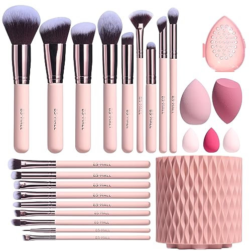 BS-MALL Makeup Brushes Premium Synthetic Foundation Powder Concealers Eye Shadows 18 Pcs Brush Set with 5 sponge & Holder Sponge Case