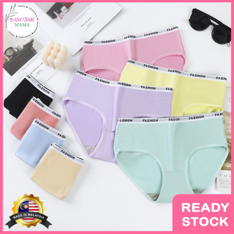 BTM_【READY STOCK】 Women's Underwear Female Students Korean Version of Solid Color Breathable Mid-waist Girl Sexy