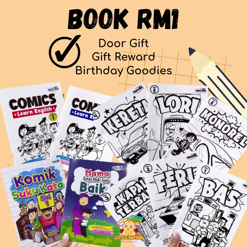 BUKU RM1 DOORGIFT / BIRTHDAY GOODIES / GIFT REWARD / BUKU MURAH FOR KIDS / GOODIES IDEAS-MENULIS MEWARNA MELUKIS