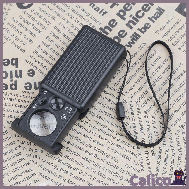 Cali 30x 60x Multifunctional Magnifier LED Portable Magnifying Jeweler Microscope Currency Detector