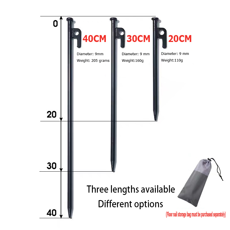 Camping Tent Nail Peg and Pole Holder for Flysheet Tarp 20 30 40 Cm Awning Canopy Support Anchor Camp Hiking Family