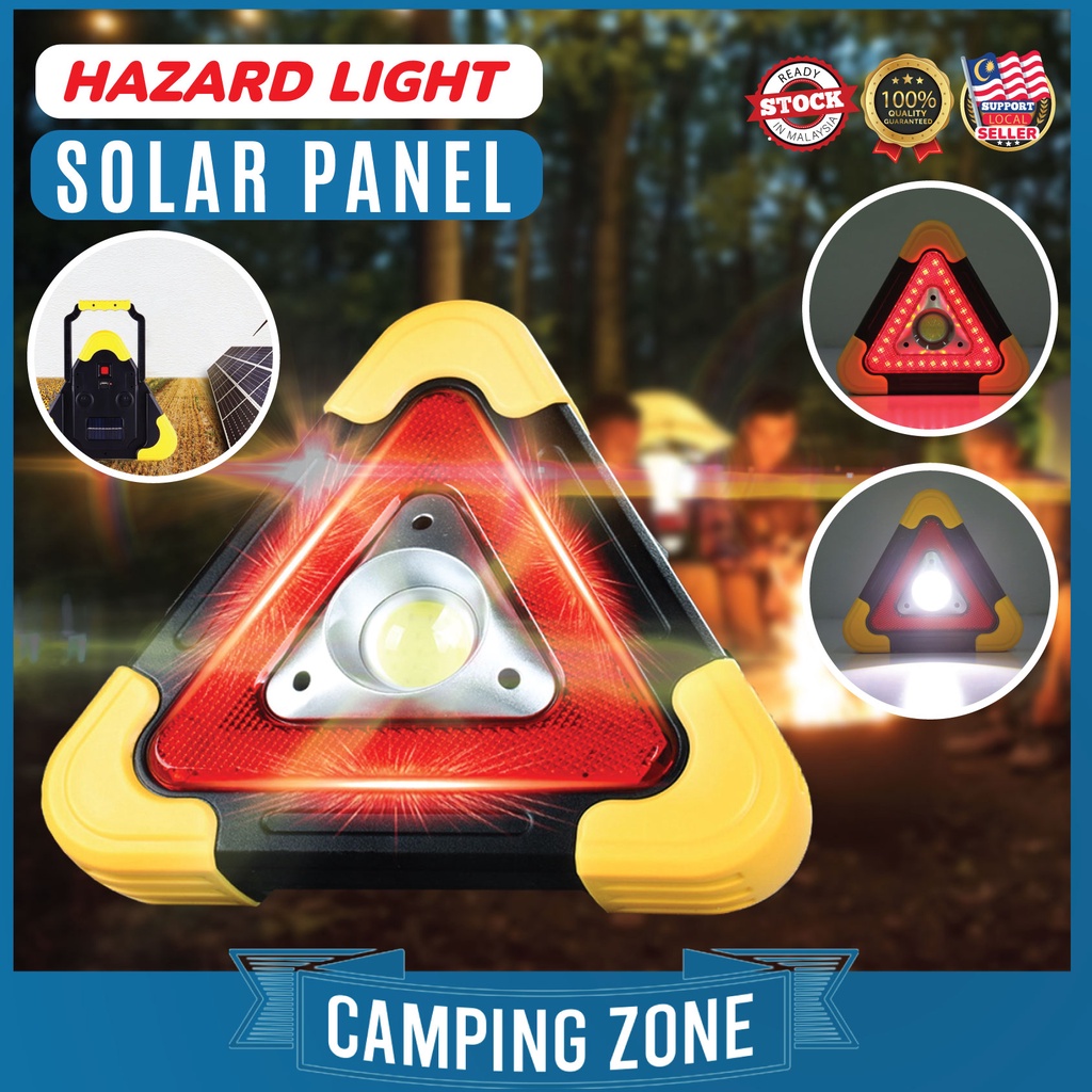 Car Emergency LED Triangle Light Triangle Work Lights Warning Light Solar Rechargeable Emergency Light Lampu Kecemasan 应