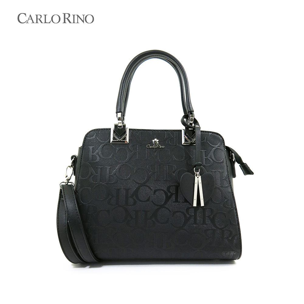 Carlo Rino My Cool Bag Monogrammed Pyramid Top Handle - Black