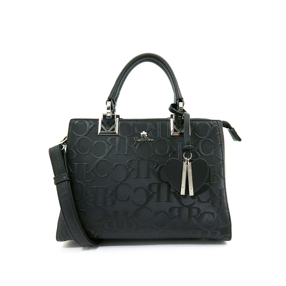 Carlo Rino My Cool Bag Monogrammed Top Handle Tote - Black