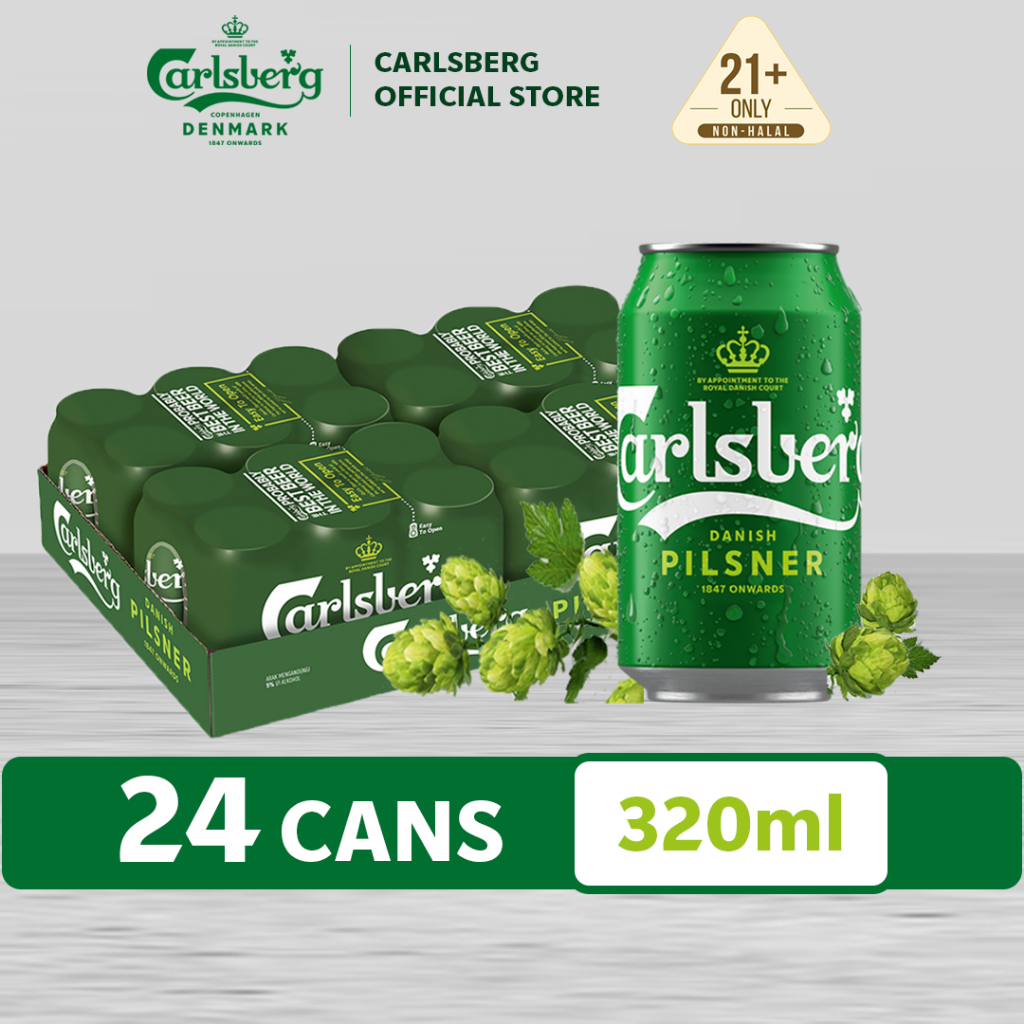 Carlsberg Danish Pilsner Beer Can Pilsner Lager Beer 5.0% Alcohol (320ml x 24)