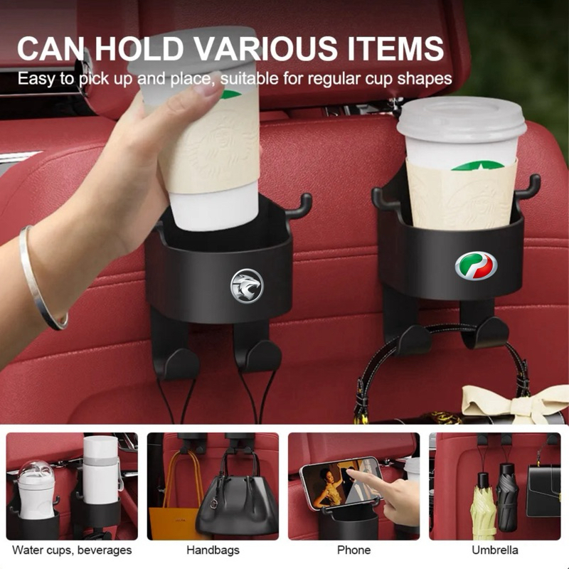 Car Seat Hook with Drink Holder Car Headrest Organizer Car Phone Holder Multifunctional Drink Pocket Car Storage hanger