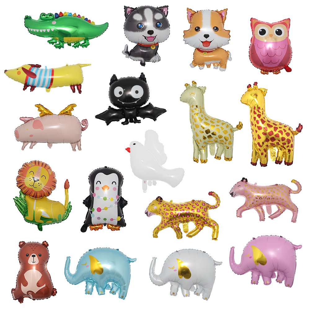 Cartoon Animal Aluminum Film Balloon Jungle Safari Party Balloon dove dog elephant crocodile pig owl penguin bear giraffe lion bat Happy Birthday Party Decor Kids Ballon…