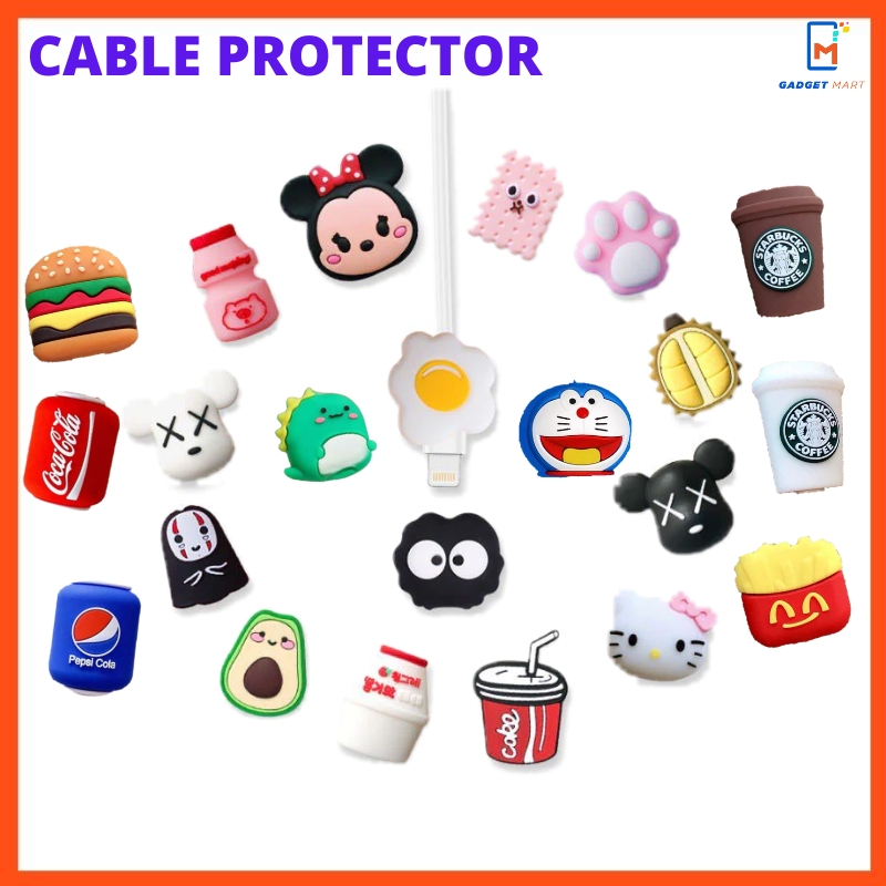 Cartoon cable Cute Protector Wire Wunder Date Line Cord USB Charging Protective Cover Winder Organizer for All phone