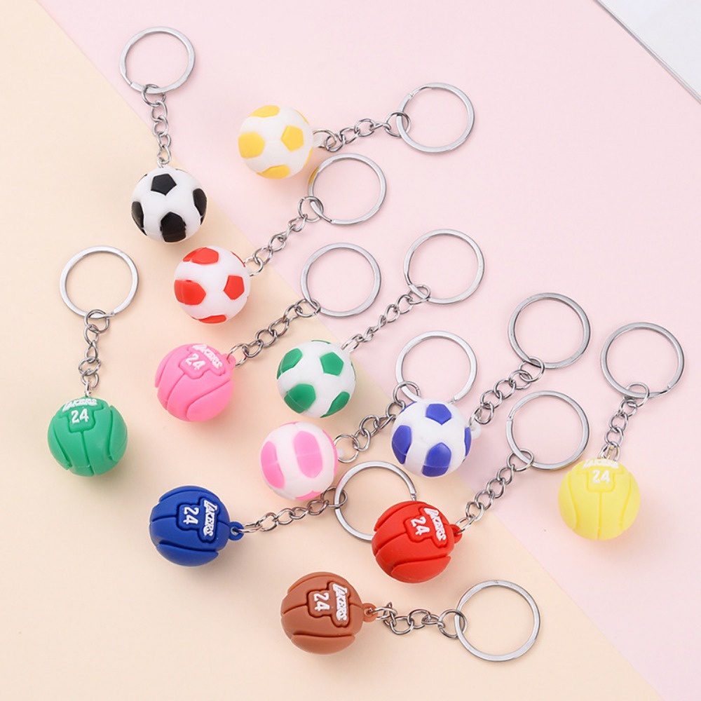 Cartoon Football Basketball Keychain Pendant PVC Creative Sporting Goods