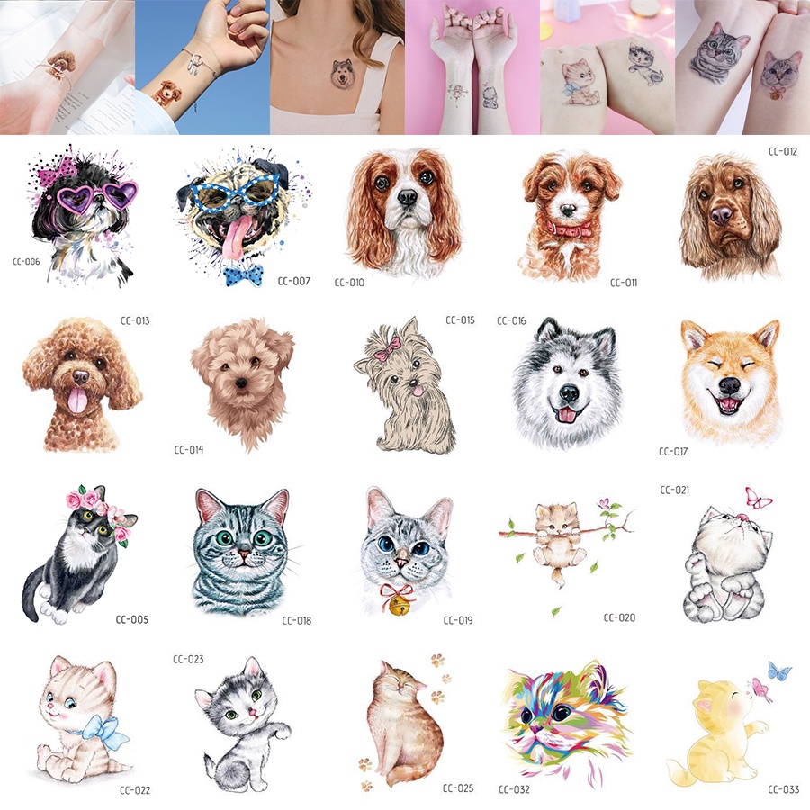 Cartoon Unicorn Rabbit pets Cat Dog Pattern Tattoo Stickers for Wrist Chest Belly Back Sustainable 3-5 Days Body Temporary Tattoo Stickers