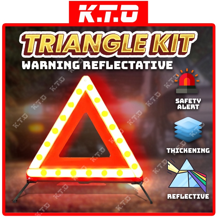 CAR VEHICLE TRIANGLE WARNING REFLECTIVE SAFETY WARNING KIT FOLDABLE EMERGENCY SIGN BREAKDOWN ROADSIDE