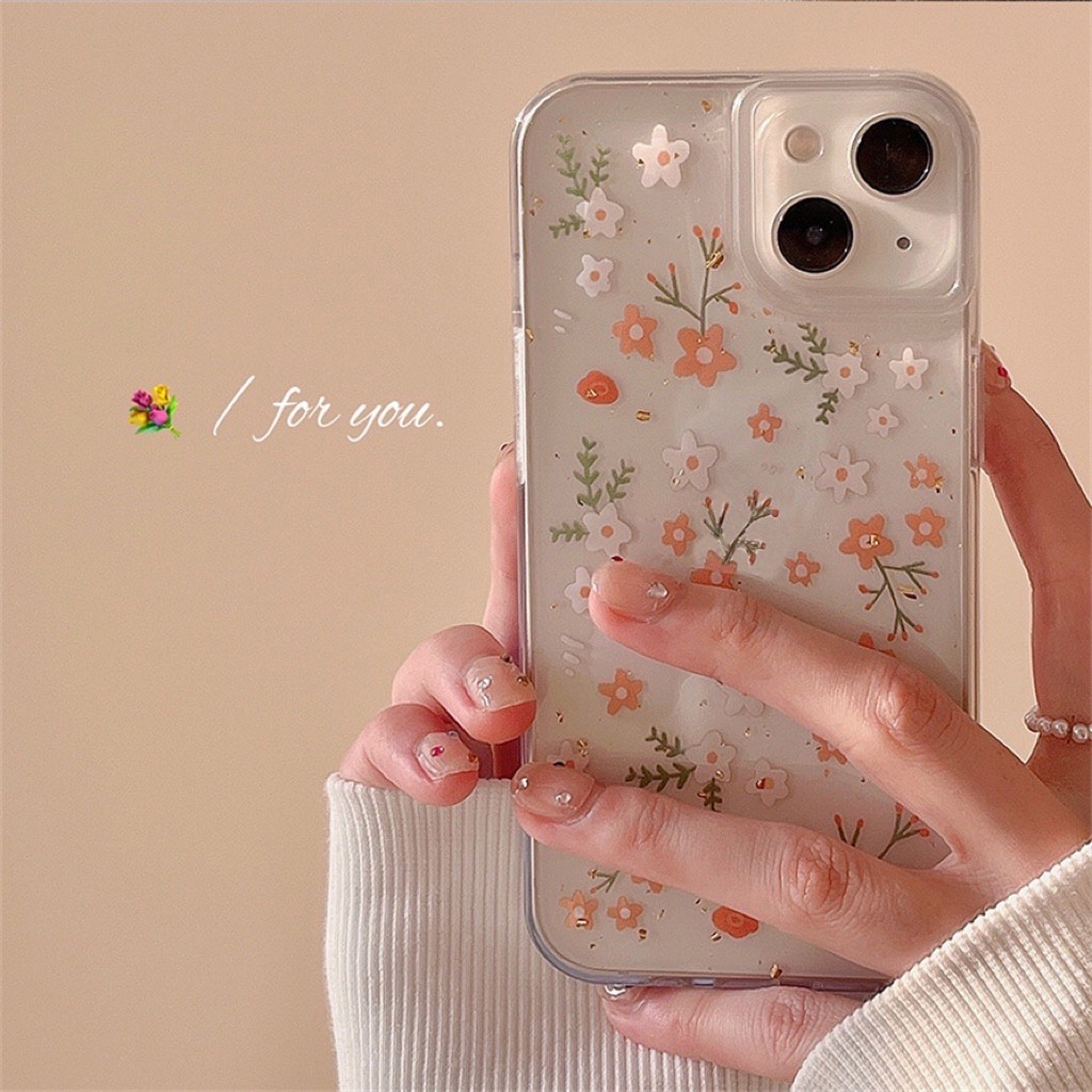 Casing Compatible for iPhone 15 14 13 12 11 Pro Max X XR Xs Max iPhone 7 8 6 6s Plus SE 2020 Daisy Flower Clear Phone Case Border Print All-Inclusive Lens Protection Phone Case