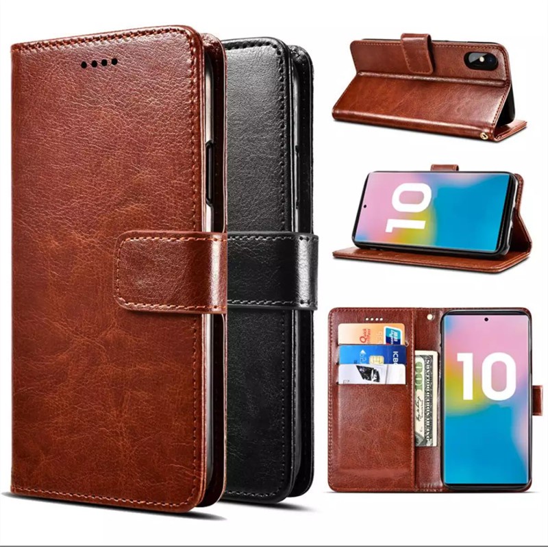 Casing for VIVO V11i V11 Pro V20 V20Pro V20SE V21 V21E V3 V3MAX V17 V19 Y70 Y73 Indian Edition Flip Wallet Crazy Horse Leather Holder Soft Silicone Shockproof Cover