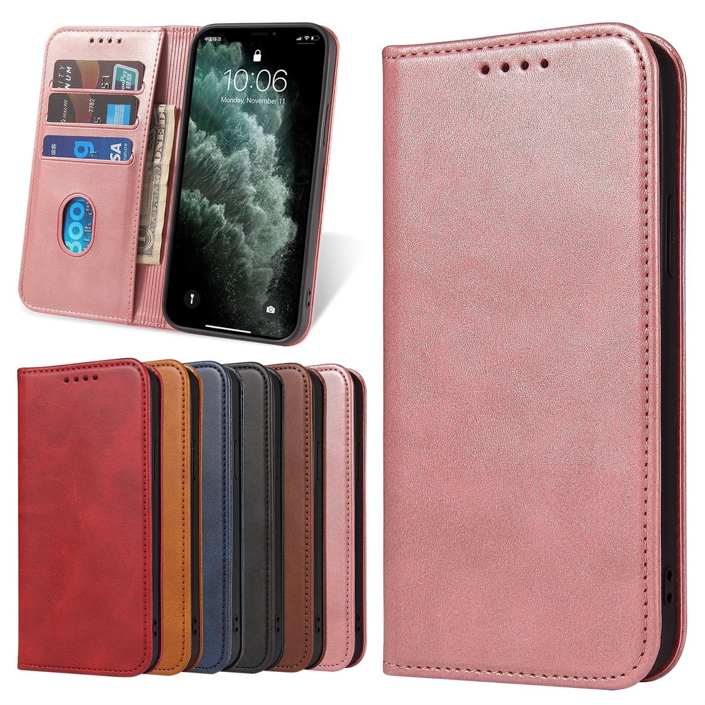 Casing for VIVO Y17 Y11 Y15 Y3 Y20 Y93 Y91C Y95 Y91 V20 V17 V19 Indian Edition New Luxury Flip Magnetic Calf Leather Full Protection Shockproof with Wallet Card Holder Phone Case