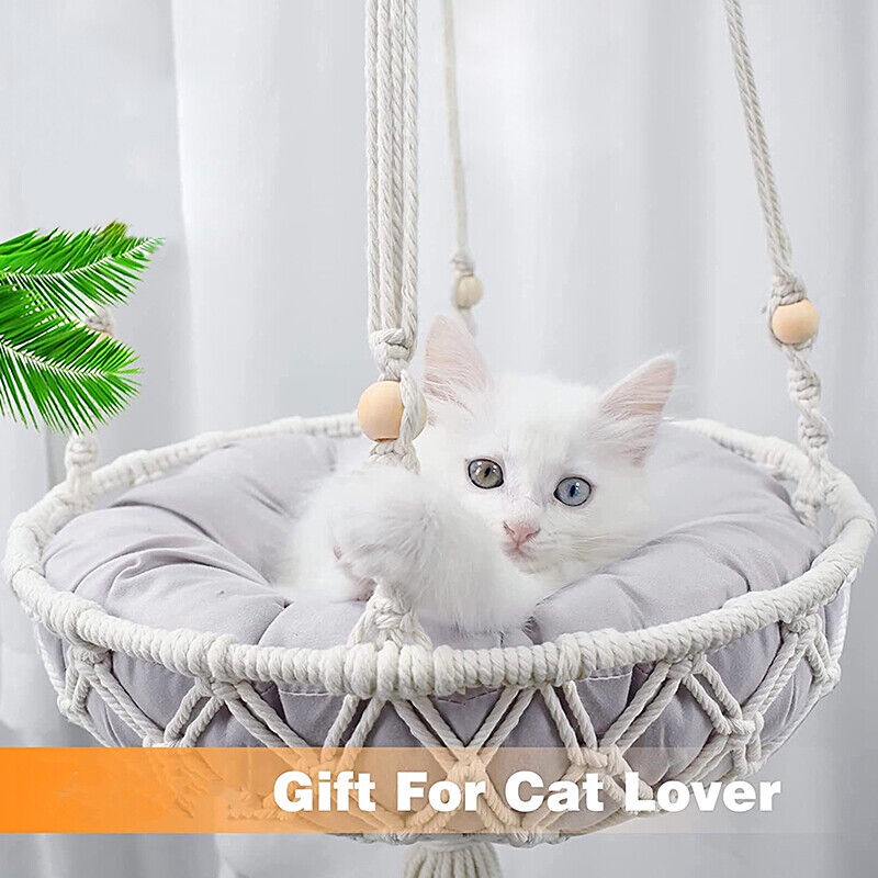 Cat Hanging Bed (40cm) Hammock Macrame Swing Kitty Handmade Cat Hammock Cat Dog Swing Hanging DIY Cat Hammock Pet Bed