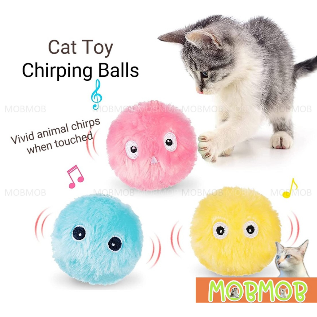 Cat Toy With Animal Sound When Touch Interactive Battery Toy For Kitten Toy Cricket Bird Frog EVA Fur-Ball Catnip MobMob