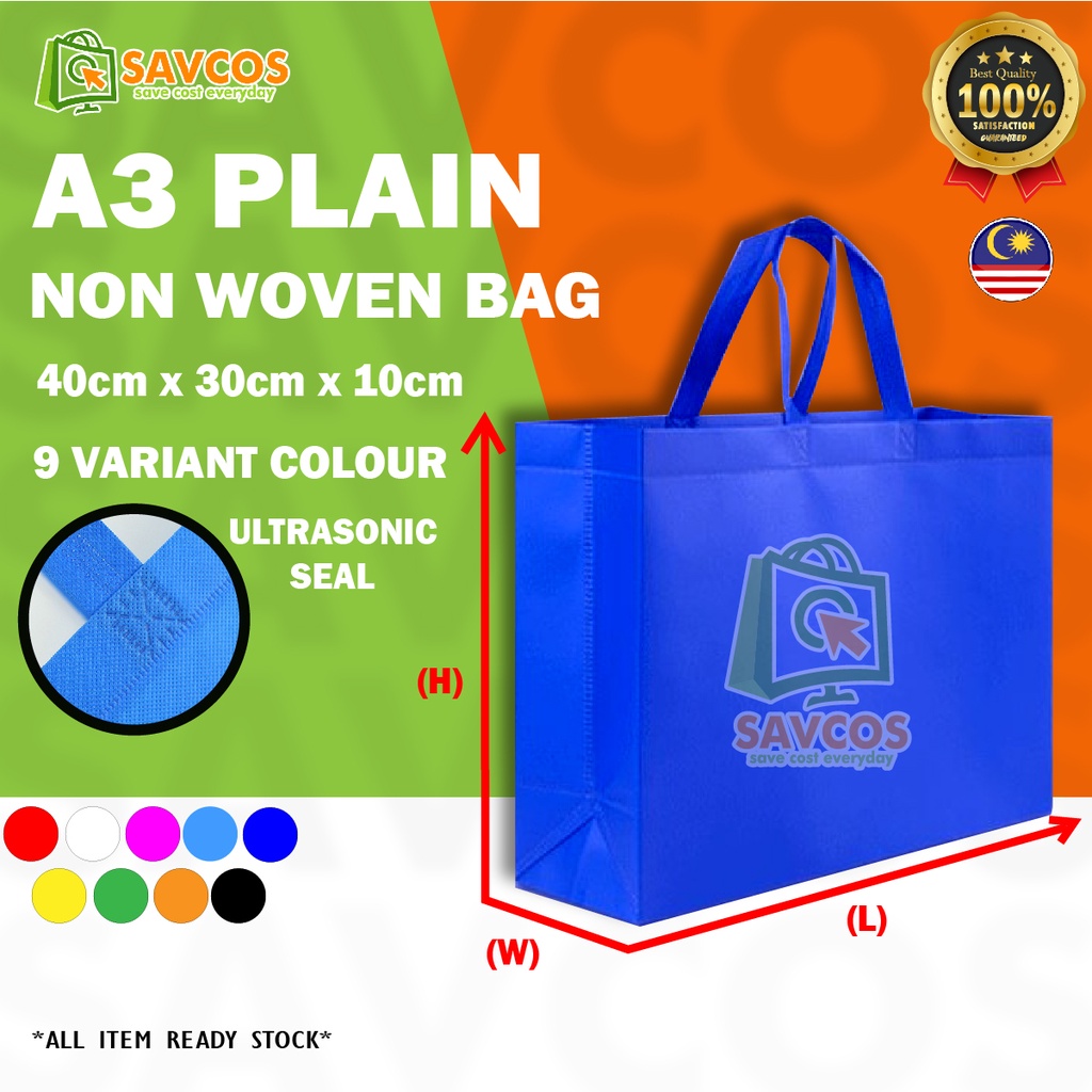 CHEAPEST in SHOPEE A3 Non Woven Bag / Shopping Woven Bag / Gift Bag / Tote Bag / Food Delivery Bag / Go Green Bag