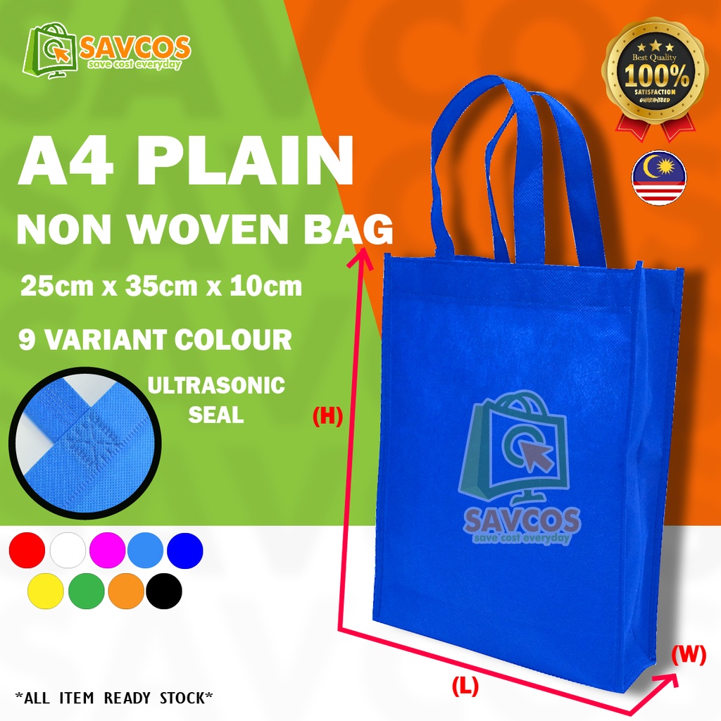 CHEAPEST in SHOPEE A4 Non Woven Bag / Shopping Woven Bag / Gift Bag / Tote Bag / Food Delivery Bag / Go Green Bag