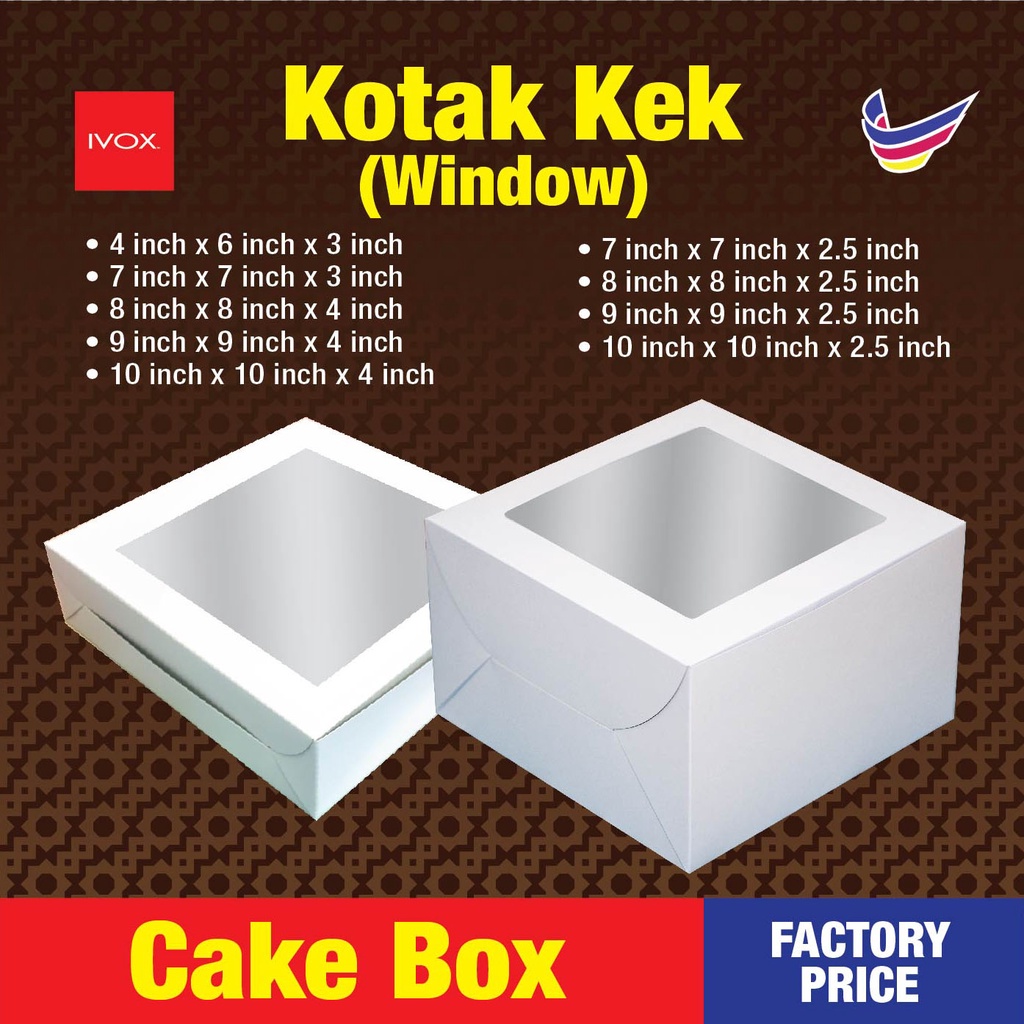 CHEAP Window Cake Box LOWEST PRICEFolding Box with Window, Kuih Lapis Kotak Kek Tingkap MURAH