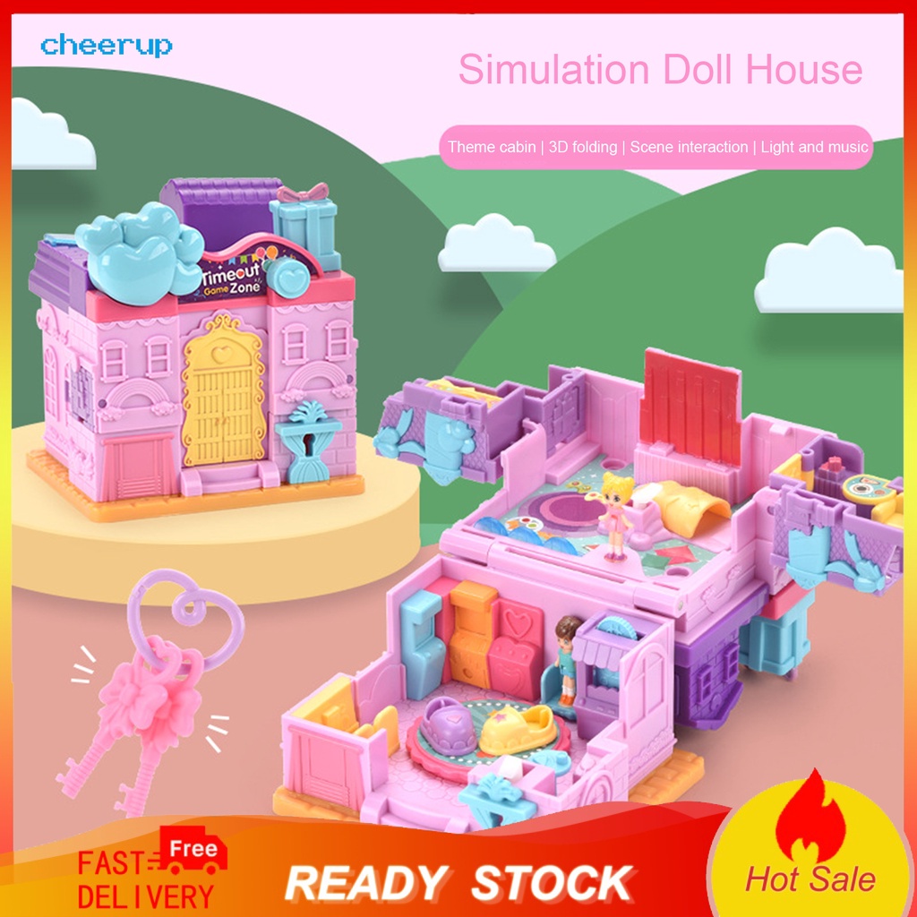 chearup Simulation Doll House Music And Light 3D Folding Early Education Entertainment Baby Pretend Toy Cooking Coffee House Toy Baby Products