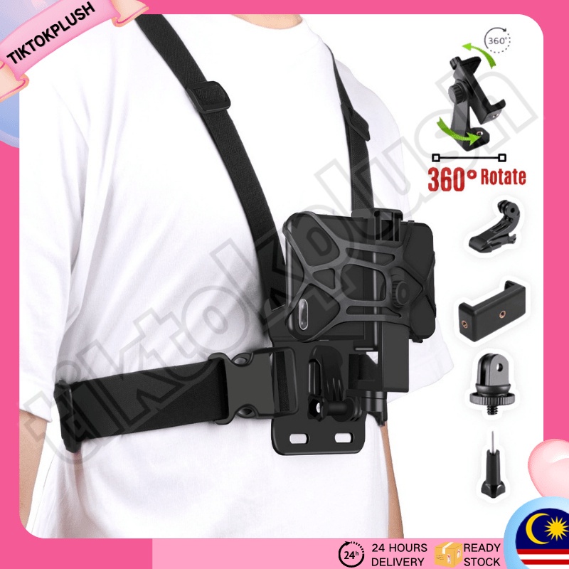 Chest Body Harness Mount Strap Cellphone Holder Adjustable Bracket Mobile Phone Clip Outdoor Shooting Live Stream VLOG