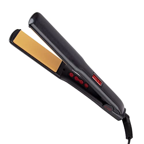 CHI G2 Professional Hair Straightener Titanium Infused Ceramic Plates Flat Iron | 1 1/4" Color Coded Temperature Ranges up 425°F For all hair types Includes Thermal Mat