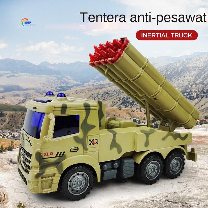 ◐♣✽Children 39S Toy Car Large Military Model Rocket Missile Car Children 39S Play House Play Defenders Helicopter Toy