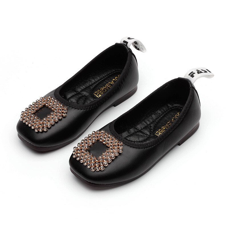 Children's Leather Shoes Autumn New Girls Rhinestone Princess Shoes Shallow Mouth One Pedal Girls Single Shoes Kids Dance Shoes