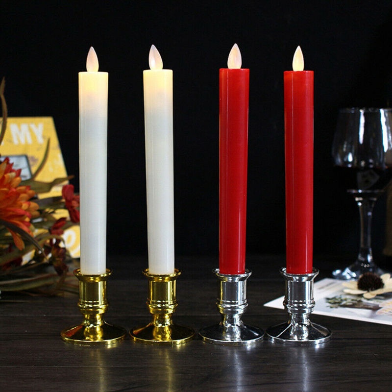 Christmas Long LED Candles Flameless Flickering Decorative Candle Light Church Event Decor