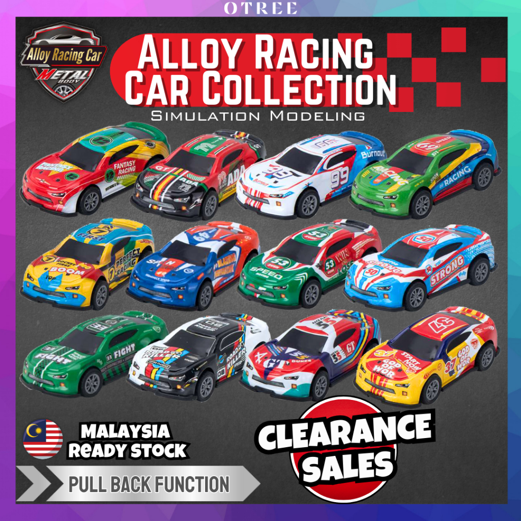 CLEAR SALES1PCS Kids Baby Colour Racing Pull back car toy/Quality Racing Car/Mainan Kereta Racing Kanak