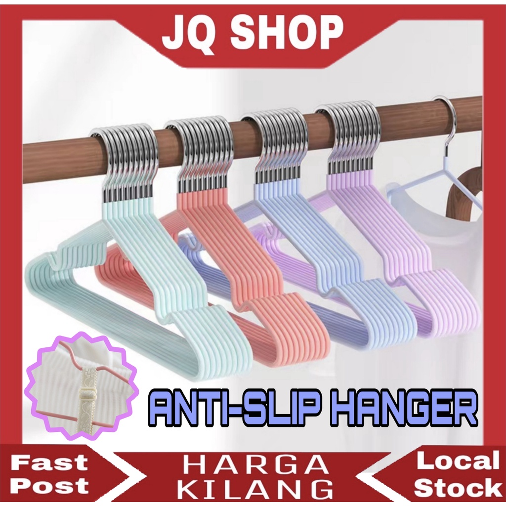 Clothes Hanger Baju Penyangkut Stainless Steel Anti Slip Premium Cloth Pengantung Baju Tudung Bawal Shawl