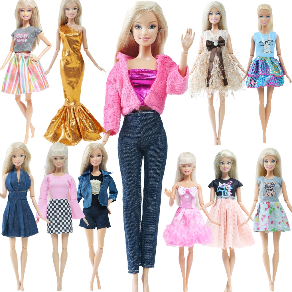 Clothes for Barbie Doll Daily Casual Outfits Pants T-shirt Skirts Mini Dress Doll Accessories Lot Styles